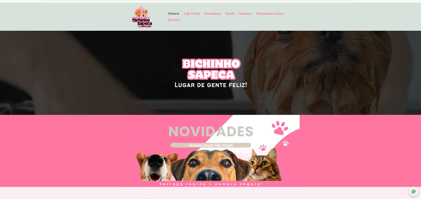 Website desenvolvido para Bichinho Sapeca