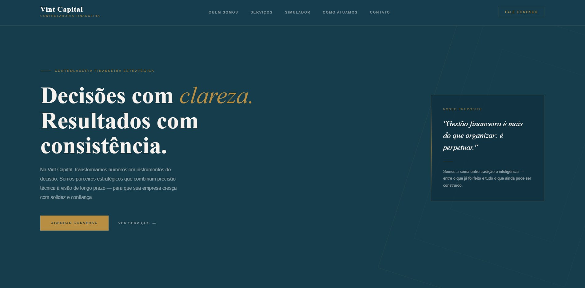 Website desenvolvido para Vint Capital